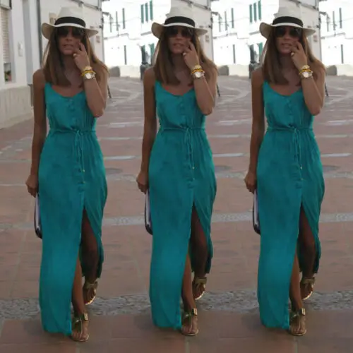 Women Ladies Solid Summer Boho Maxi Dress Evening Party Sleeveless Long Sundress Holiday Beach Long Dress
Women Ladies Solid Summer Boho Maxi Dress Evening Party Sleeveless Long Sundress Holiday Beach Long Dress