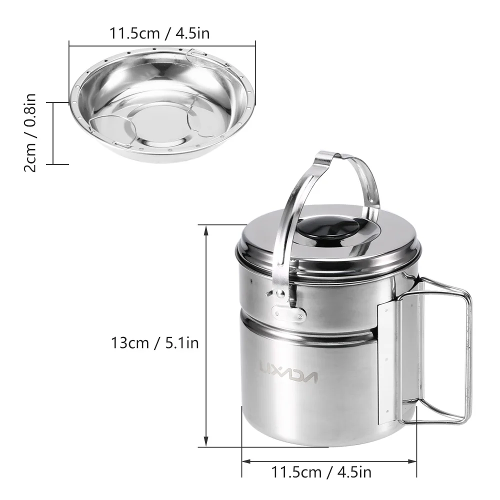 Lixada Stainless Steel Cookware Set Handle Camping Pot Cooking Tableware Picnic Set Pot Dinnerware Outdoor Hiking Camping
Lixada Stainless Steel Cookware Set Handle Camping Pot Cooking Tableware Picnic Set Pot Dinnerware Outdoor Hiking Camping