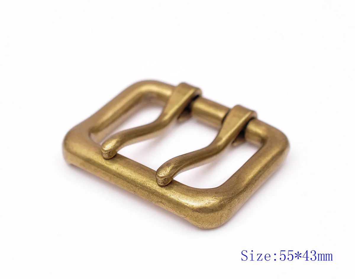 

55*43MM Men Retro Brass Double Tongue Pin Prong DIY Metal Belt Buckle Fits 40MM Straps