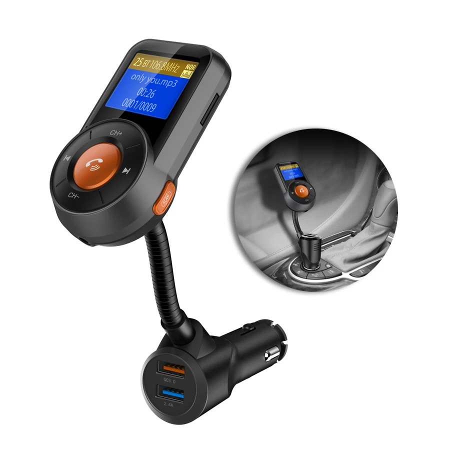 FM Transmitter Bluetooth FM Modulator Handsfree Car Kit MP3 Player TF music play USB Quick Charge
FM Transmitter Bluetooth FM Modulator Handsfree Car Kit MP3 Player TF music play USB Quick Charge