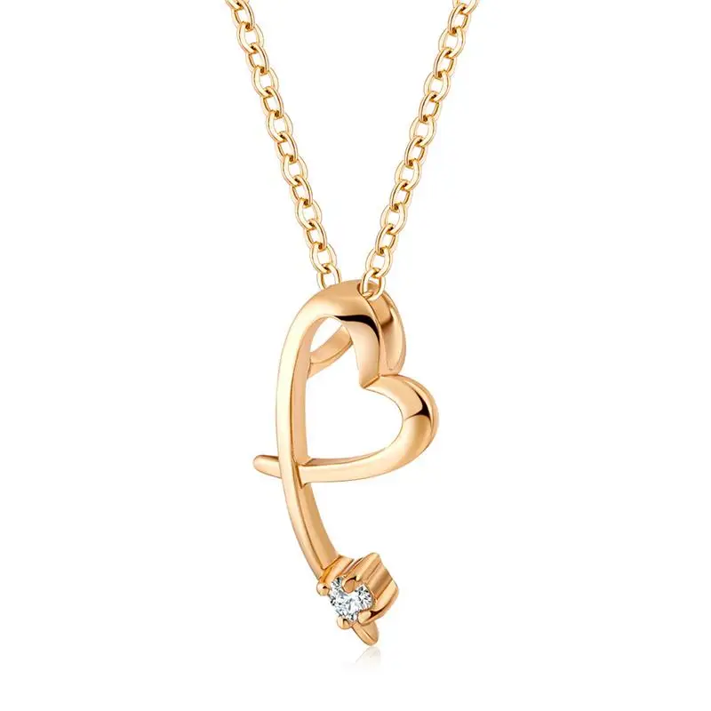 Циркониевое открытое длинное ожерелье в форме сердца модная цепочка тонкая
