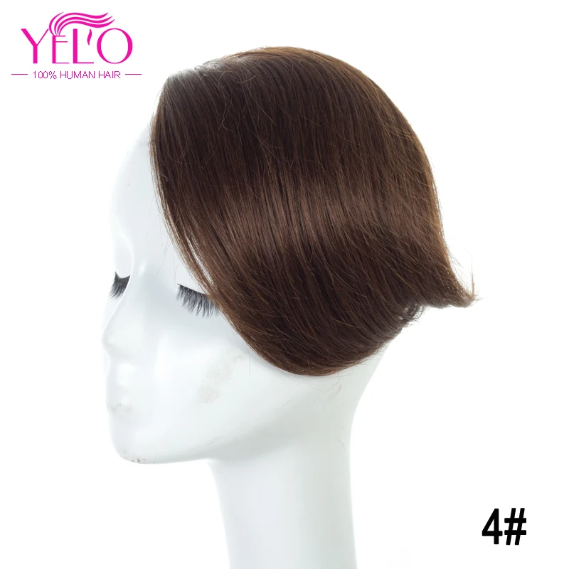 YELO перуанские человеческие волосы для наращивания с челкой remy на заколках 1b #2 #4