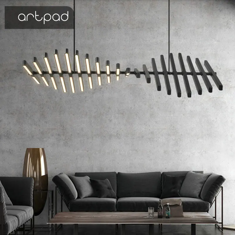 65W White Black Office DIY Fish Bone Chandelier Hanging Lamp Remote Control 3 light Dimming Hotel Dinging Living Room Lights LED
65W White Black Office DIY Fish Bone Chandelier Hanging Lamp Remote Control 3 light Dimming Hotel Dinging Living Room Lights LED