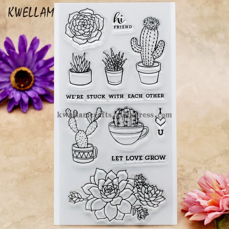 Цветы LET LOVE GROW I YOU Скрапбукинг DIY фотооткрытки резиновый чистый штамп для