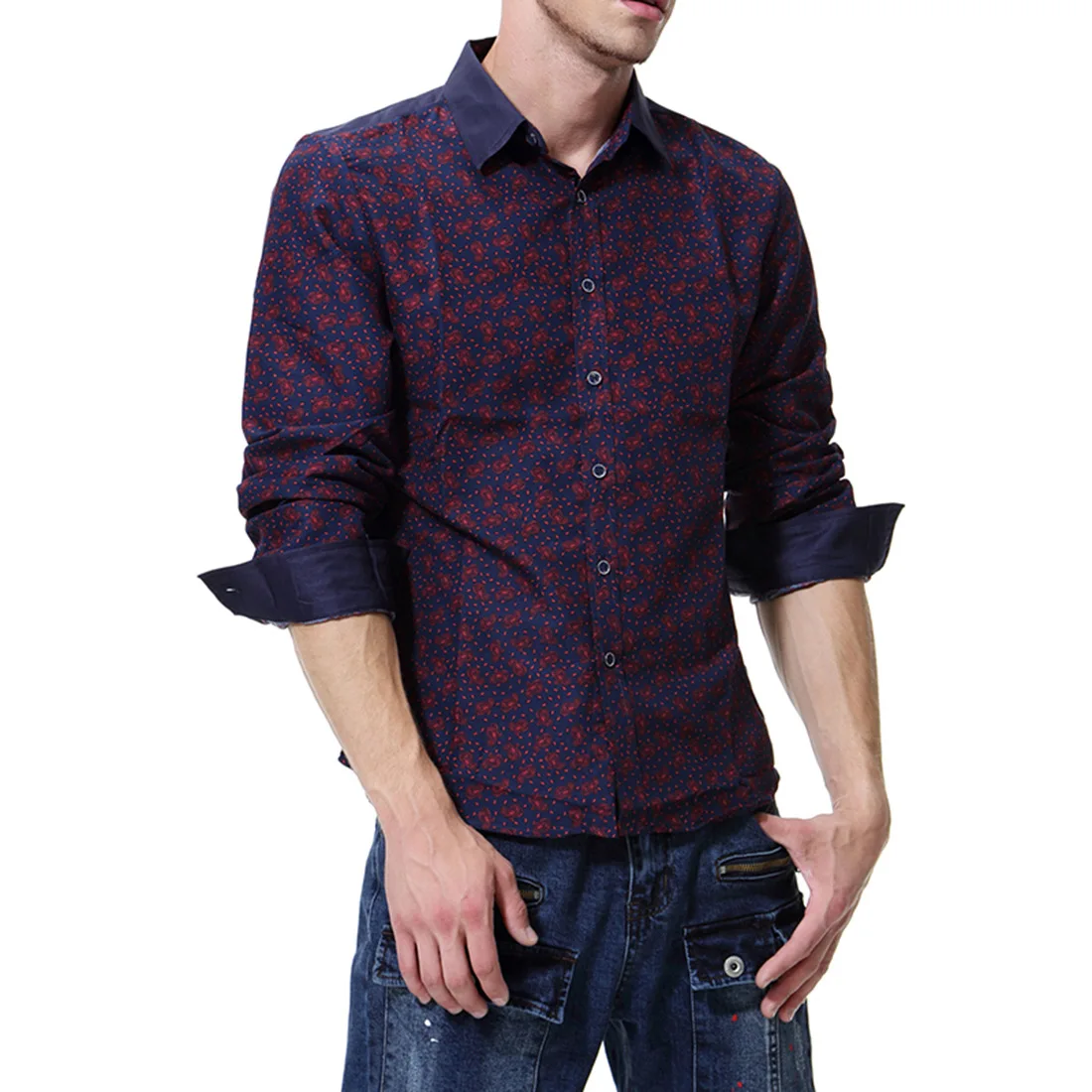 Men's shirt large size trend men's casual long-sleeved shirt collar contrast color shirt men's printed shirt
Men's shirt large size trend men's casual long-sleeved shirt collar contrast color shirt men's printed shirt