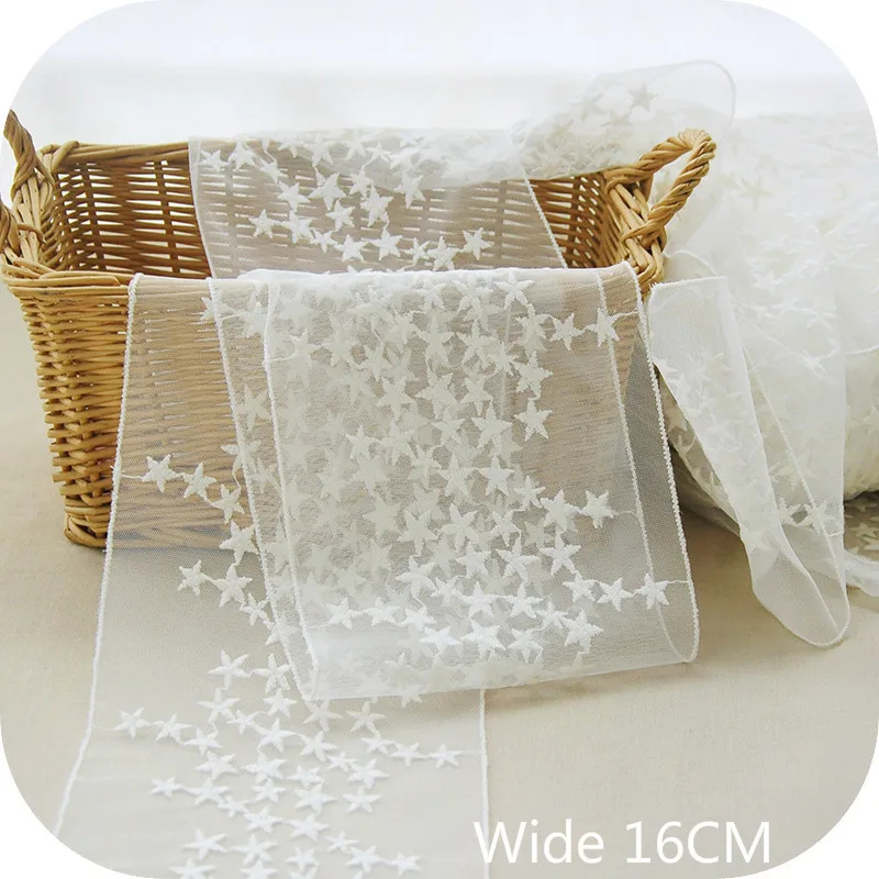 Wide 16CM White Tulle Lace Appliques Romantic Stars Embroidered Lace Ribbon Trim Hand DIY Wedding Dress Skirt Sewing Accessories
Wide 16CM White Tulle Lace Appliques Romantic Stars Embroidered Lace Ribbon Trim Hand DIY Wedding Dress Skirt Sewing Accessories