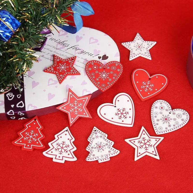 10 шт./лот 5 см Натуральная подвесная Деревянная Рождественская елка кулон подарки