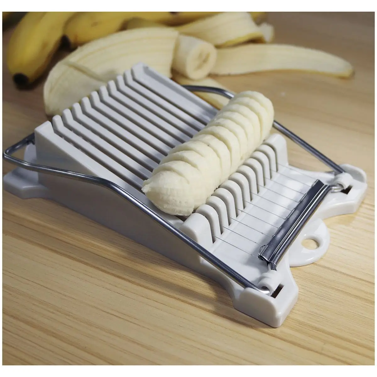 Luncheon Meat Boiled Egg Fruit Slicer Soft Food Cheese Sushi Cutter Canned Meat Cutting Machine with 10 Cutting Wires Stainles
Luncheon Meat Boiled Egg Fruit Slicer Soft Food Cheese Sushi Cutter Canned Meat Cutting Machine with 10 Cutting Wires Stainles
