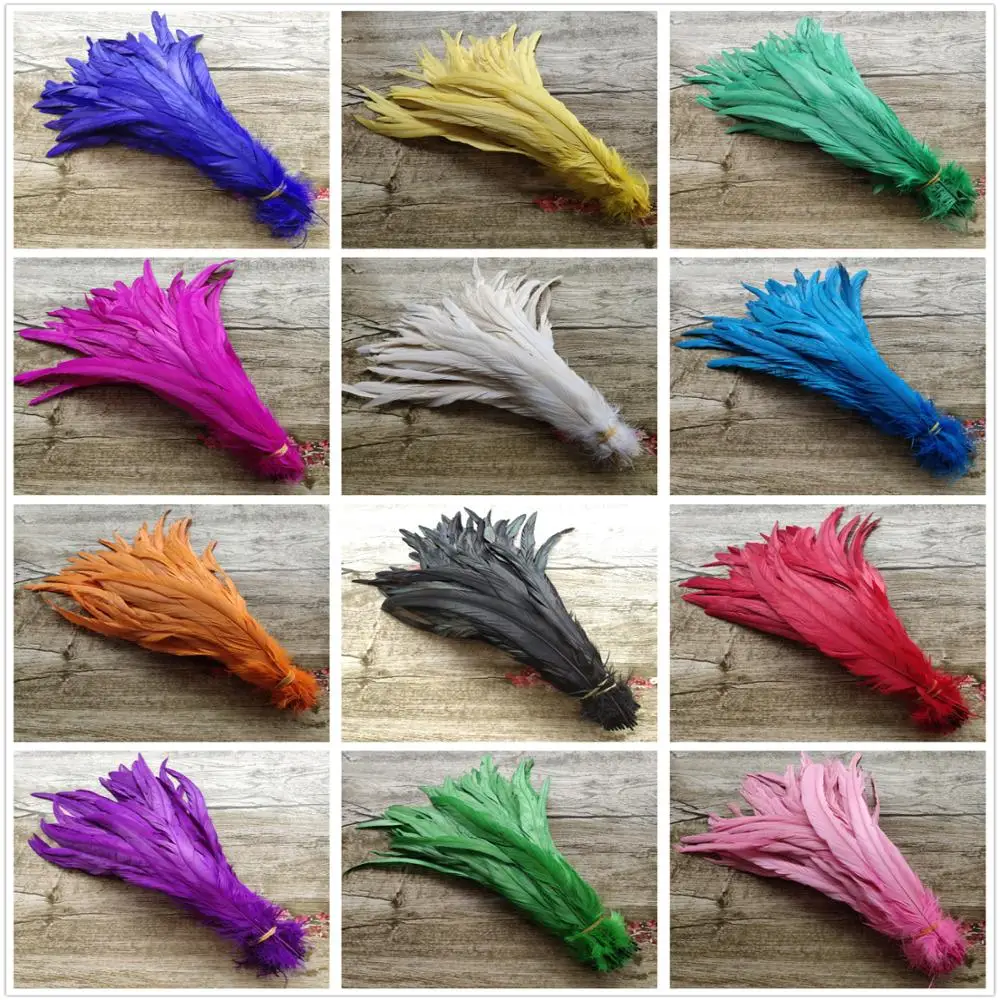 100pcs/lot 12-14 inches / 30-35cm high quality rooster tail feather DIY jewelry decoration art props accessories | Дом и сад