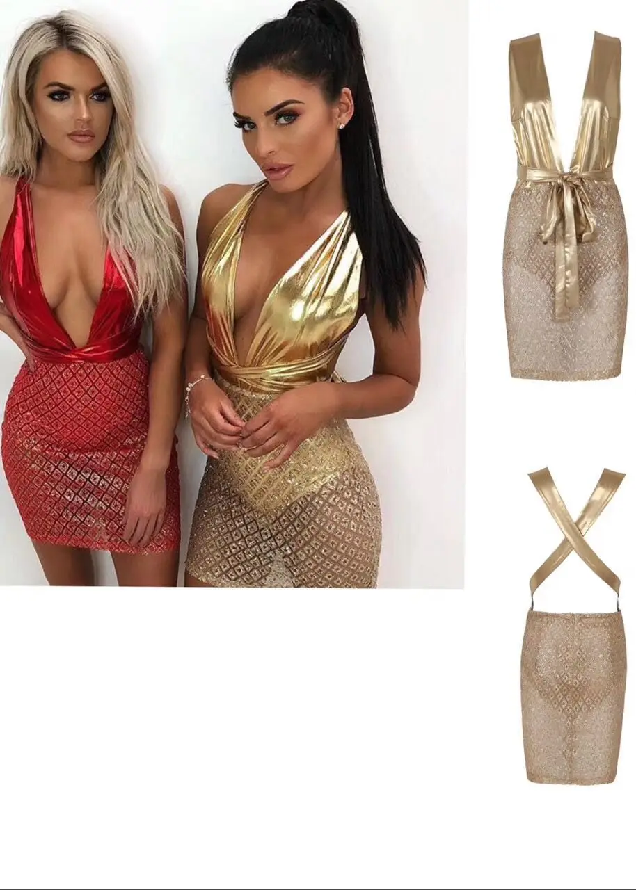 Hoge Kwaliteit Gold V-hals Backless Mouwloze Fashion Dress Night Club Party Bodycon Jurk
Hoge Kwaliteit Gold V-hals Backless Mouwloze Fashion Dress Night Club Party Bodycon Jurk