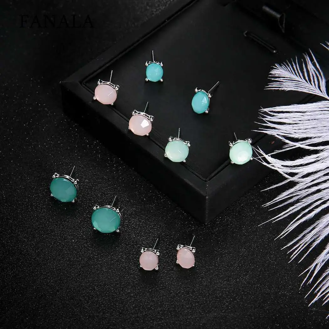 5 Pairs Candy-colored Geometric Stud Earrings Casual Ring Women 0.7-1.4 cm / 0.3-0.6 inch Fashion Jewelry | Украшения и
