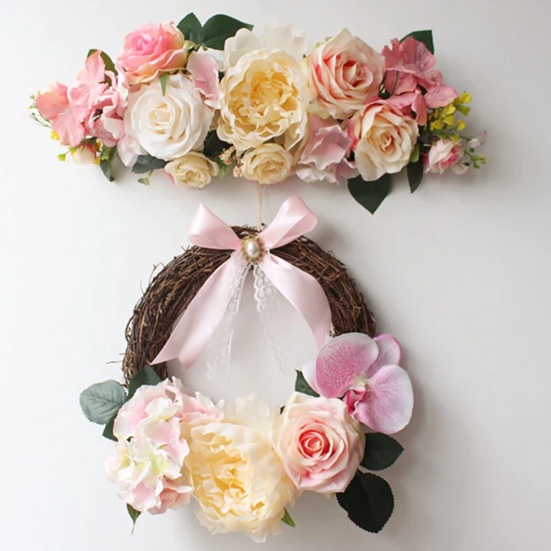 Simulation wreath rose Hydrangea garland threshold artificial flower wreath DIY wedding home door decor threshold flowers gift
Simulation wreath rose Hydrangea garland threshold artificial flower wreath DIY wedding home door decor threshold flowers gift