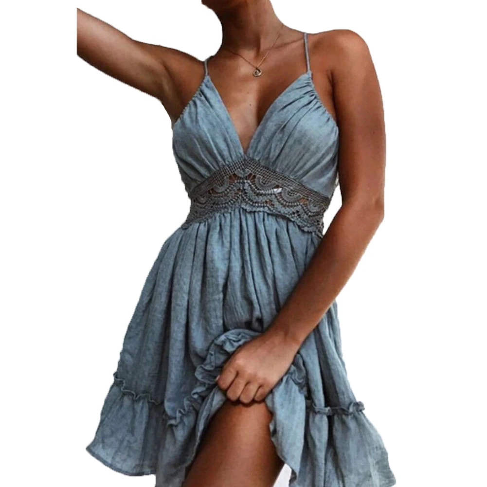 Womens Boho Beach Summer Holiday Lace Dress Sleeveless Strappy Ladies Party Evening vestido elegant graceful Vogue dames kleding
Womens Boho Beach Summer Holiday Lace Dress Sleeveless Strappy Ladies Party Evening vestido elegant graceful Vogue dames kleding