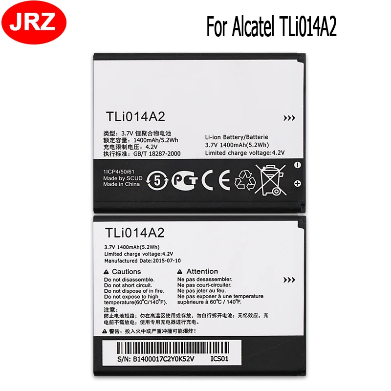 JRZ для Alcatel TLi014A2 Аккумулятор телефона Pixi 3 4 5 "4027 4027A 4027D 4012 1400 мАч
