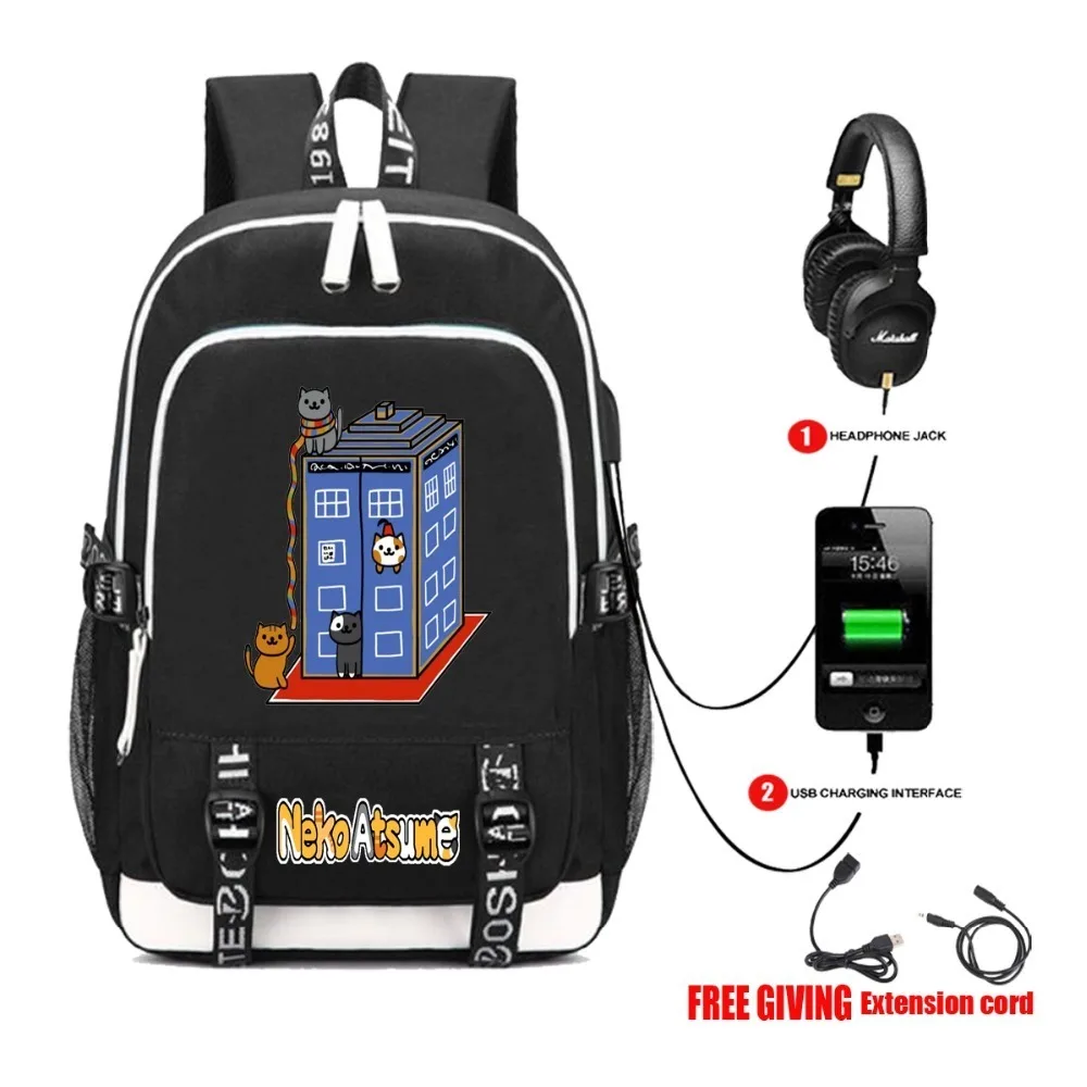 Multifunction USB charging Headphone jack anime Neko Atsume backpack teenagers Men women Student School Bags travel bag 6 style
Multifunction USB charging Headphone jack anime Neko Atsume backpack teenagers Men women Student School Bags travel bag 6 style