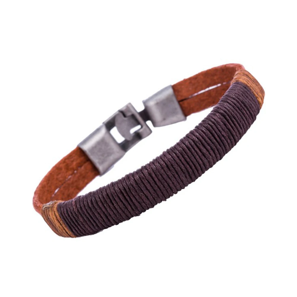 Surfer Men Vintage Bracelets Hemp Wristband Bracelet Cuff Hand-woven PU Leather Male Punk Biker Fashion Bangles | Украшения и