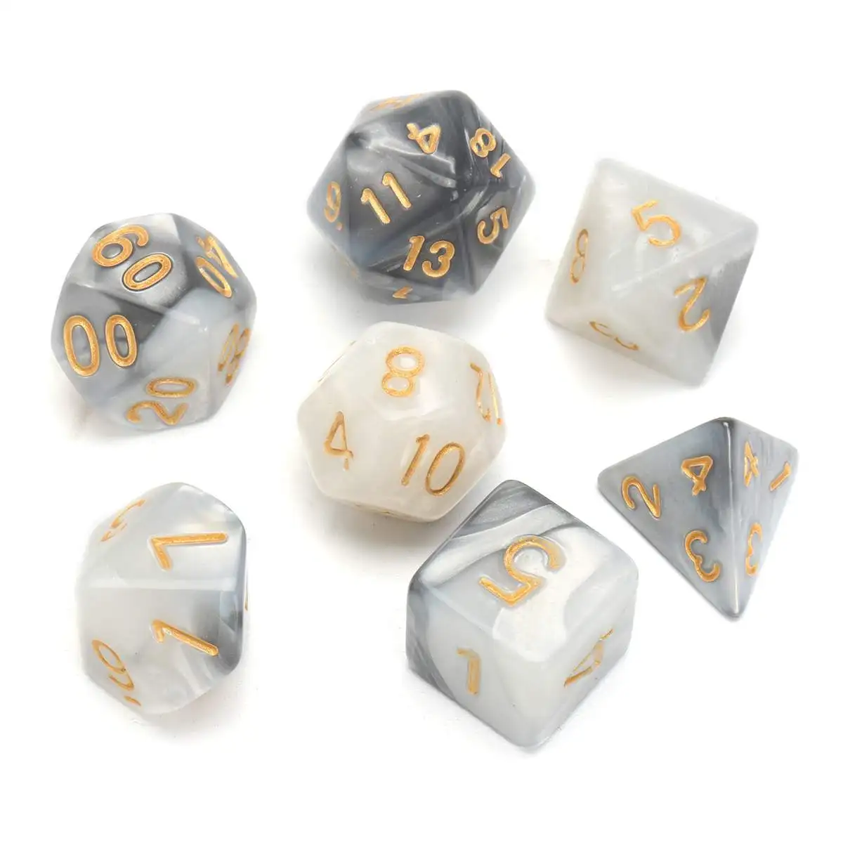 7pcs Acrylic Polyhedral White Dark Dice Set D4 D6 D8 D10 D12 D20 Mult sided Dices RPG Party Family Games Toys With Bag
7pcs Acrylic Polyhedral White Dark Dice Set D4 D6 D8 D10 D12 D20 Mult sided Dices RPG Party Family Games Toys With Bag