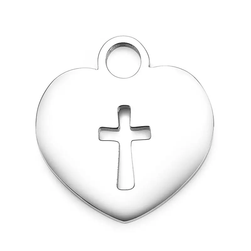 Фото Очаровательыне нержавеющие крест сердце маленький кулон для браслета ожерелье (купить)