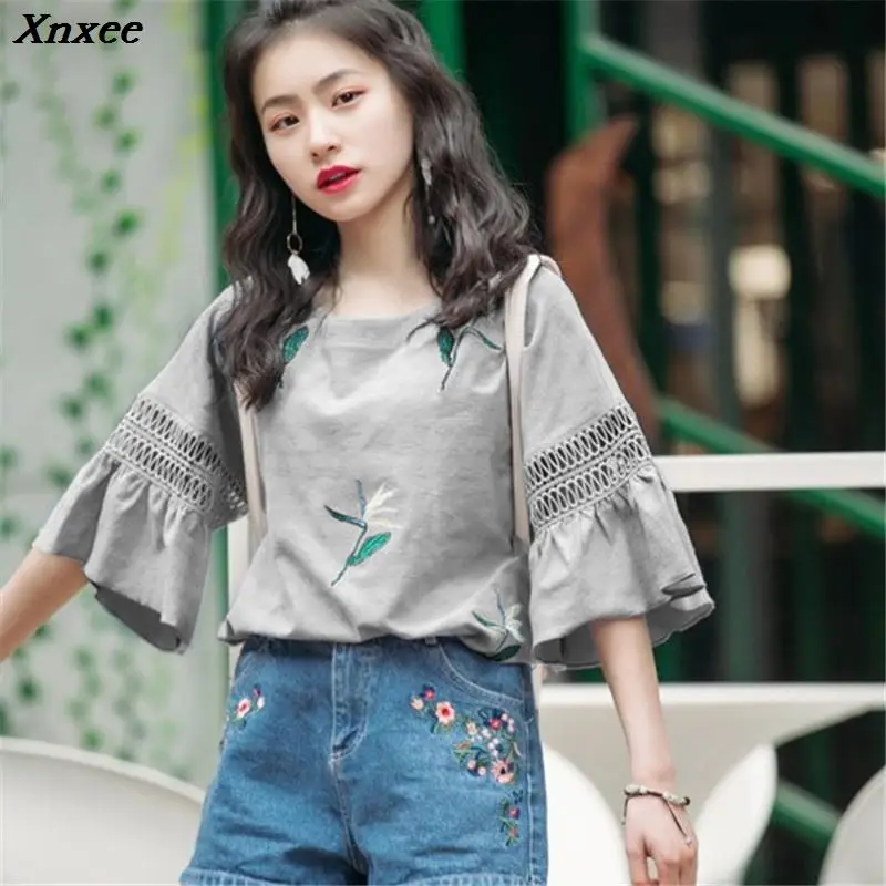 Womens T-shirt 2020 New Summer Printing tshirts Small Fresh White Hollow Lace Casual O-Neck tshirt Female Loose Tees Tops Xnxee
Womens T-shirt 2020 New Summer Printing tshirts Small Fresh White Hollow Lace Casual O-Neck tshirt Female Loose Tees Tops Xnxee