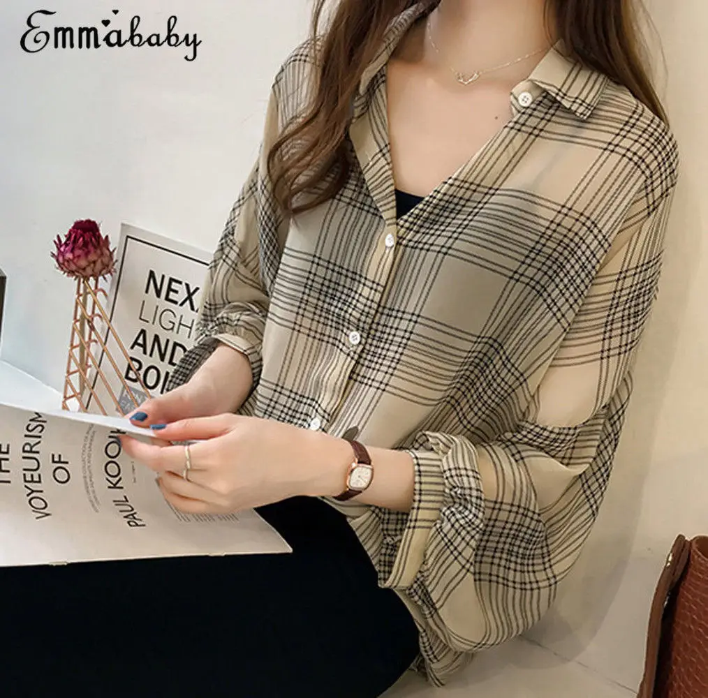 Fashion Casual Womens Long Sleeve Button Plaid Shirts Ladies Baggy Loose Blouse Tops Black Apricot
Fashion Casual Womens Long Sleeve Button Plaid Shirts Ladies Baggy Loose Blouse Tops Black Apricot