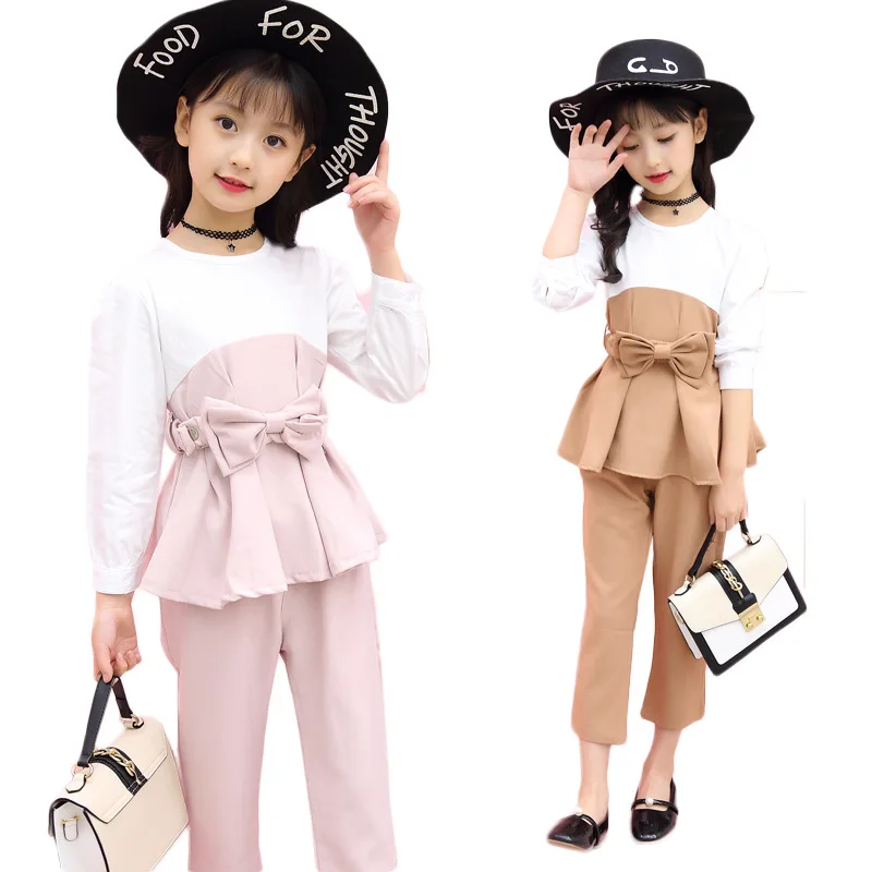 Girls 'Autumn Coat+pant Suit New Children's Wear Big Kids Spring Stitching Bow 3 Colors 4-12 Ages Gray Pink Brown
Girls 'Autumn Coat+pant Suit New Children's Wear Big Kids Spring Stitching Bow 3 Colors 4-12 Ages Gray Pink Brown