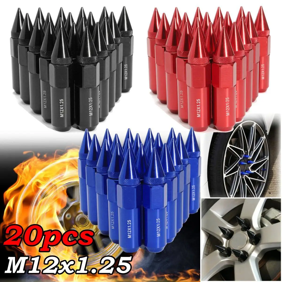 20 шт. алюминиевые M12X1.25 автомобильные колеса обода гайки с расширенным тюнером 60