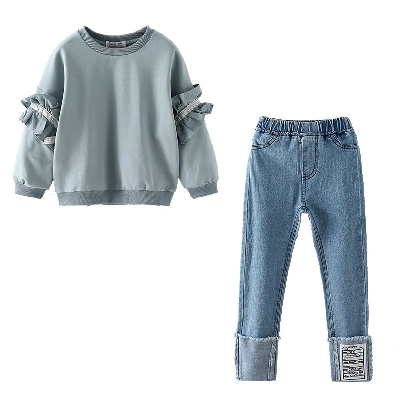 Girls clothes spring and autumn new 2020 lace sleeve sweater + jeans suit cotton long-sleeved 3-10 years children's clothing
Girls clothes spring and autumn new 2020 lace sleeve sweater + jeans suit cotton long-sleeved 3-10 years children's clothing