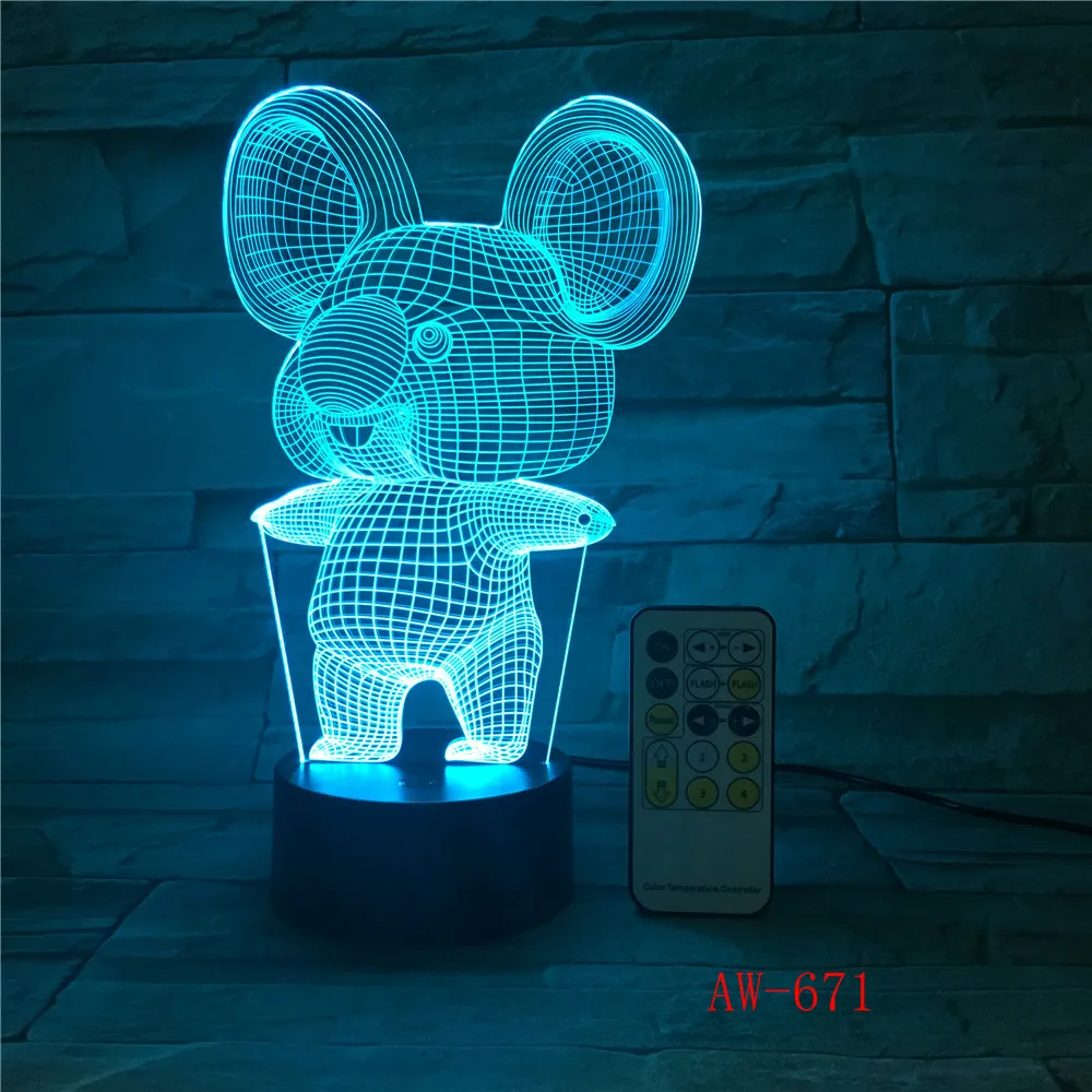 Koala Acrylic 3D LED Night Light Stereo Vision Lamp 7 Colors Changing USB Bedroom Bedside Night light Baby Creative Gifts AW-671
Koala Acrylic 3D LED Night Light Stereo Vision Lamp 7 Colors Changing USB Bedroom Bedside Night light Baby Creative Gifts AW-671
