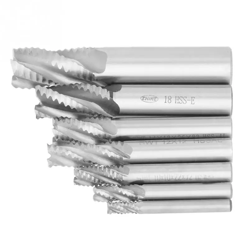 7pcs/set 4 Flutes 6-20mm M6/M8/M10/M12/M14/M18/M20 HSS End Mill Router Bit Roughing Chipbreaker Milling Cutter High Quality
7pcs/set 4 Flutes 6-20mm M6/M8/M10/M12/M14/M18/M20 HSS End Mill Router Bit Roughing Chipbreaker Milling Cutter High Quality