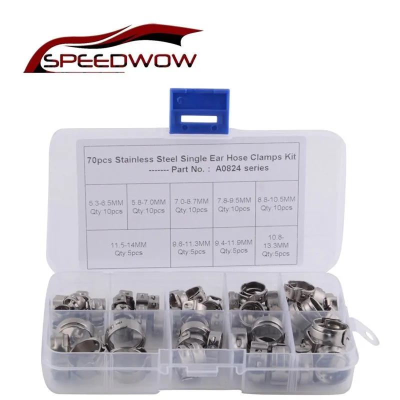 SPEEDWOW 70pcs/set Stainless Steel 304 Ear Hose Clamp Precision Single Ear Gear Hose Clamp For Air Conditioning
SPEEDWOW 70pcs/set Stainless Steel 304 Ear Hose Clamp Precision Single Ear Gear Hose Clamp For Air Conditioning