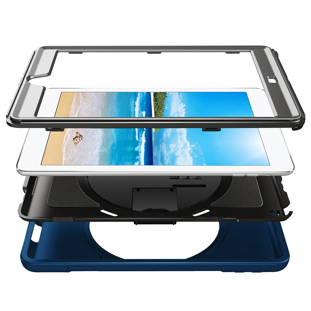 Case for ipad 9.7 inch 2017 2018 Heavy Duty Cover 360 Rotating Kickstand Handle Shoulder Strap Easy to Carry Protector FTL02 | Компьютеры
