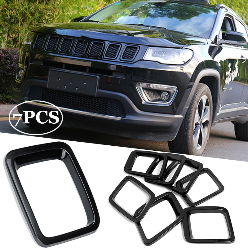 7 шт. Хромированные вставки для передней решетки автомобиля Jeep Compass 2017