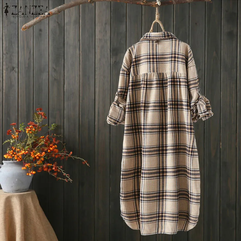 ZANZEA Women Blouses Long Sleeve Shirt Vintage Plaid Tunic Tops Ladies Casual Work Office Blusas Cotton Linen Outerwear Cardigan
ZANZEA Women Blouses Long Sleeve Shirt Vintage Plaid Tunic Tops Ladies Casual Work Office Blusas Cotton Linen Outerwear Cardigan
