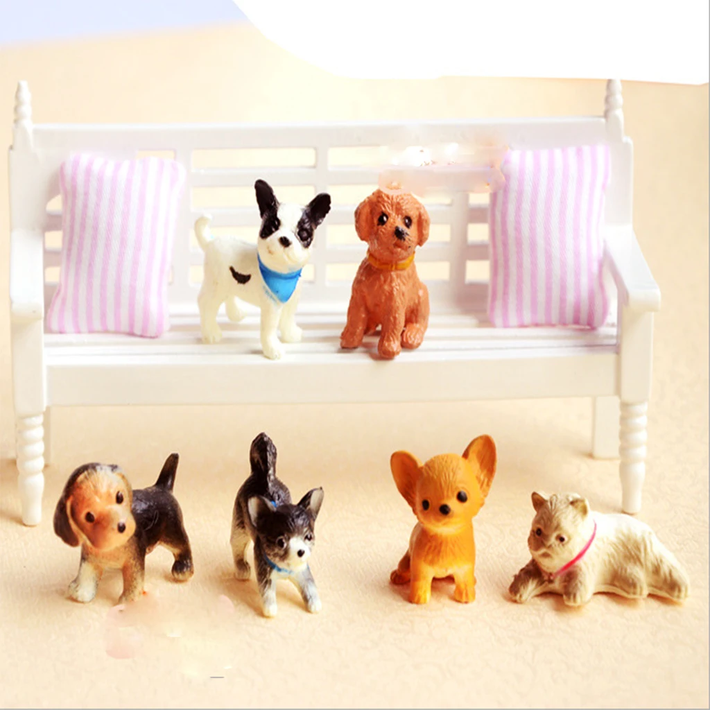6 шт. 1/12 кукольный домик ремесла фигурки животных миниатюрные щенков собаки из