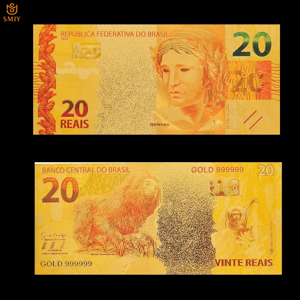 New Product Brazil Gold Banknote 20 Reyals Colorful Gold Foil Bill Note Fashion Metal Crafts Fake Paper Money Collection
New Product Brazil Gold Banknote 20 Reyals Colorful Gold Foil Bill Note Fashion Metal Crafts Fake Paper Money Collection