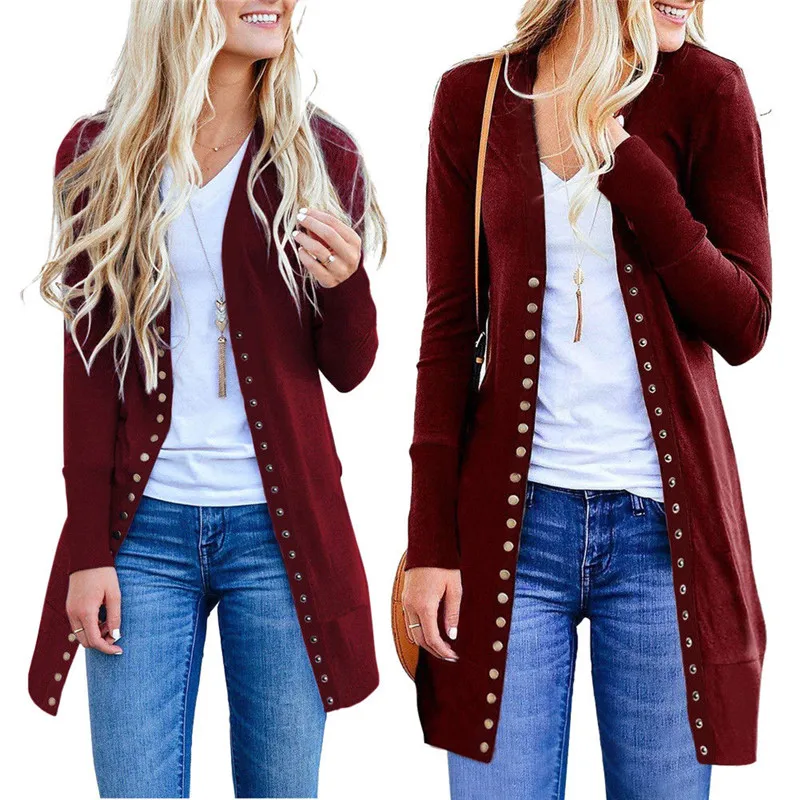 Women Solid Sweater Autumn Button Long Sleeve Knit Long Cardigan Sweaters Ladies Casual Sweater Tops Fashion Return Plus size
Women Solid Sweater Autumn Button Long Sleeve Knit Long Cardigan Sweaters Ladies Casual Sweater Tops Fashion Return Plus size