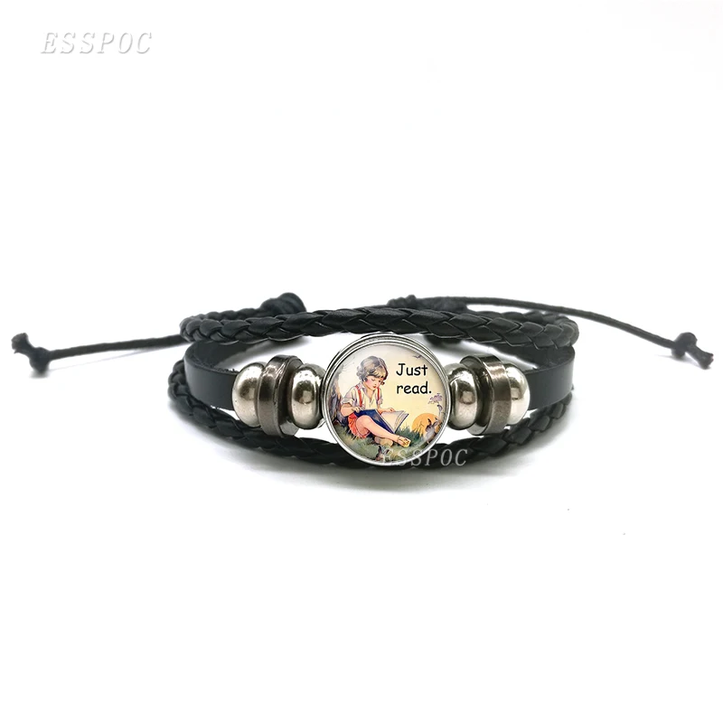 Just Read Book Quote Black Leather Bracelets ,DIY Glass Cabochon Fashion Multi-layered Braided Bracelets Book Lover Gift
Just Read Book Quote Black Leather Bracelets ,DIY Glass Cabochon Fashion Multi-layered Braided Bracelets Book Lover Gift