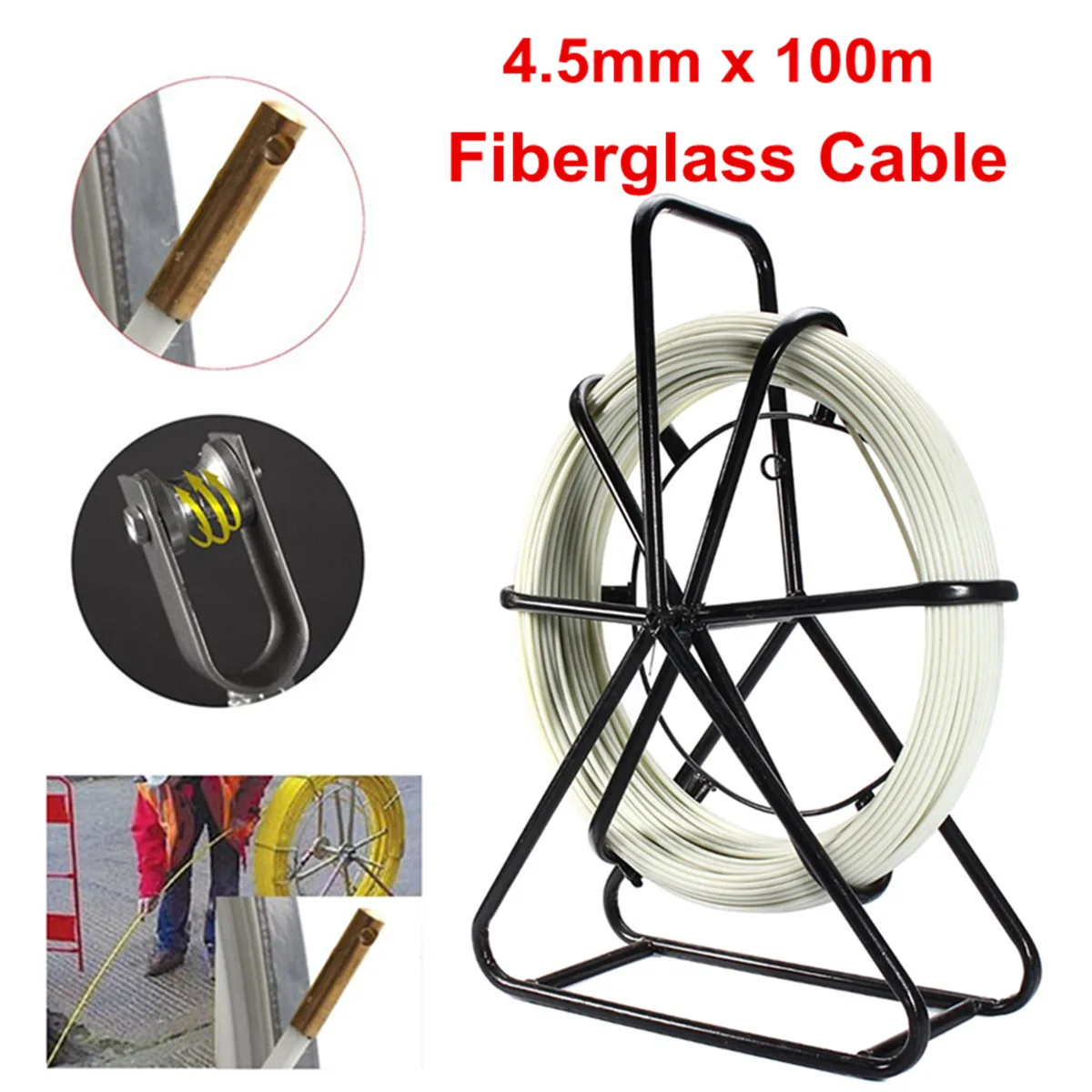 4.5mm 100m Fish Tape Fiberglass Wire Cable Running Duct Rodder Fishtape Puller Guide Leads Running Rod Wiring Accessories
4.5mm 100m Fish Tape Fiberglass Wire Cable Running Duct Rodder Fishtape Puller Guide Leads Running Rod Wiring Accessories