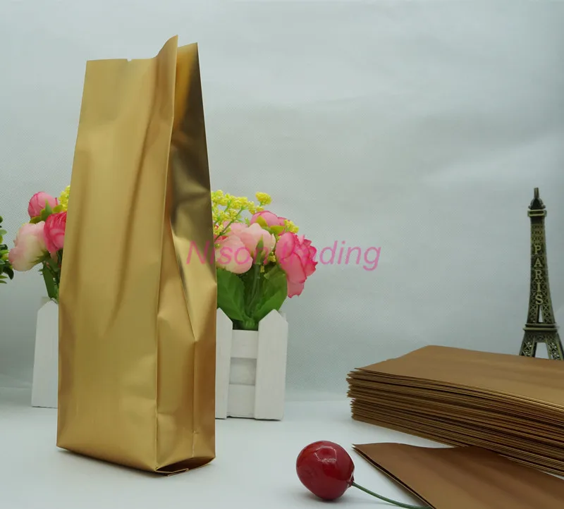 100pcs x 10x33/ 11x30 Dark gold Aluminum bag with side fold,mylar plated foil Side Gusseted plastic Pouch, coffee bellows pocket
100pcs x 10x33/ 11x30 Dark gold Aluminum bag with side fold,mylar plated foil Side Gusseted plastic Pouch, coffee bellows pocket