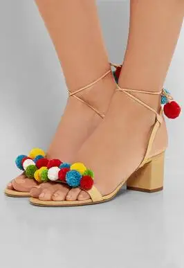 Newest Style Women Colorful Pom Pom Decoration Sandals Ankle Lace Up 5cm Chunky Heel Party Shoes Open Toe White Black Red
Newest Style Women Colorful Pom Pom Decoration Sandals Ankle Lace Up 5cm Chunky Heel Party Shoes Open Toe White Black Red
