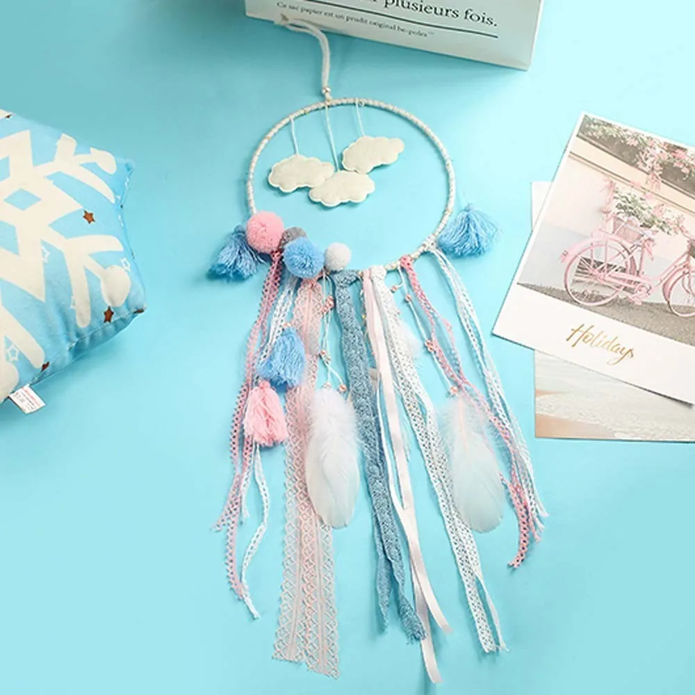 Led Dream Catcher Cloud Feather Dreamcatcher Girl Birthday Gift Baby Room Decor Tassel Nordic Creative Car Decoration | Дом и сад