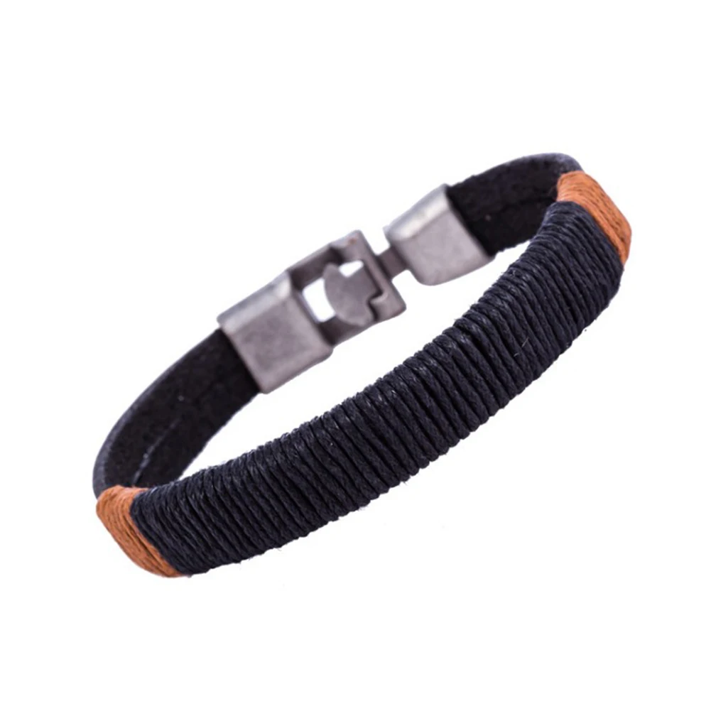Surfer Men Vintage Bracelets Hemp Wristband Bracelet Cuff Hand-woven PU Leather Male Punk Biker Fashion Bangles | Украшения и