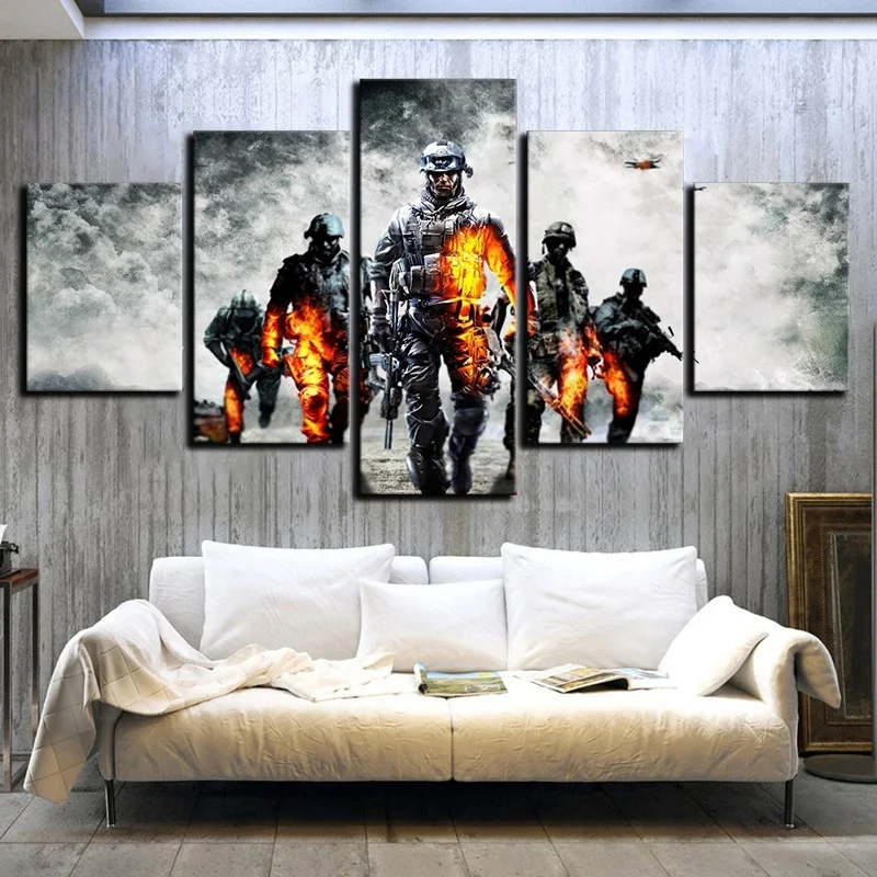 5 Piece HD Wall Picture Battlefield Video Game Poster Fantasy Art Home Decor | Дом и сад