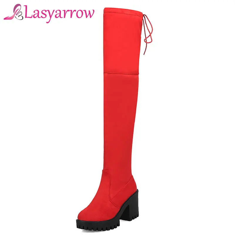 Lasyarrow Round Toe Thigh High Boots Platform Shoes Women Lace Up Over the Knee Boots Fashion Casual Thick Bottom Long Boots
Lasyarrow Round Toe Thigh High Boots Platform Shoes Women Lace Up Over the Knee Boots Fashion Casual Thick Bottom Long Boots