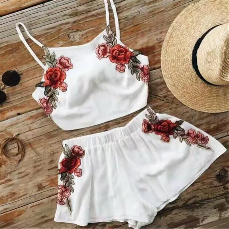 Summer Tracksuit Women Embroidery Women Set Sleeveless Women Top And Shorts Set Crop Top Plus Size 2 Piece Set Women Short Sets
Summer Tracksuit Women Embroidery Women Set Sleeveless Women Top And Shorts Set Crop Top Plus Size 2 Piece Set Women Short Sets