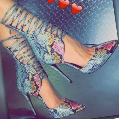 Women Sexy Mixed Color Snakeskin Pointed Toe Sandals Ankle Lace Up Crossed Tied Hollow Out High Heel Party Shoes New Style
Women Sexy Mixed Color Snakeskin Pointed Toe Sandals Ankle Lace Up Crossed Tied Hollow Out High Heel Party Shoes New Style