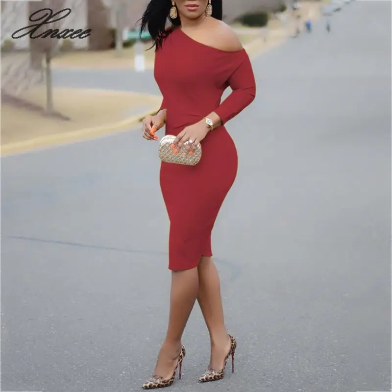 Women Elegant Casual Fashion Office Slim Fit Party Dress Three Quarters Workwear Solid Skew Neck Midi Dress
Women Elegant Casual Fashion Office Slim Fit Party Dress Three Quarters Workwear Solid Skew Neck Midi Dress