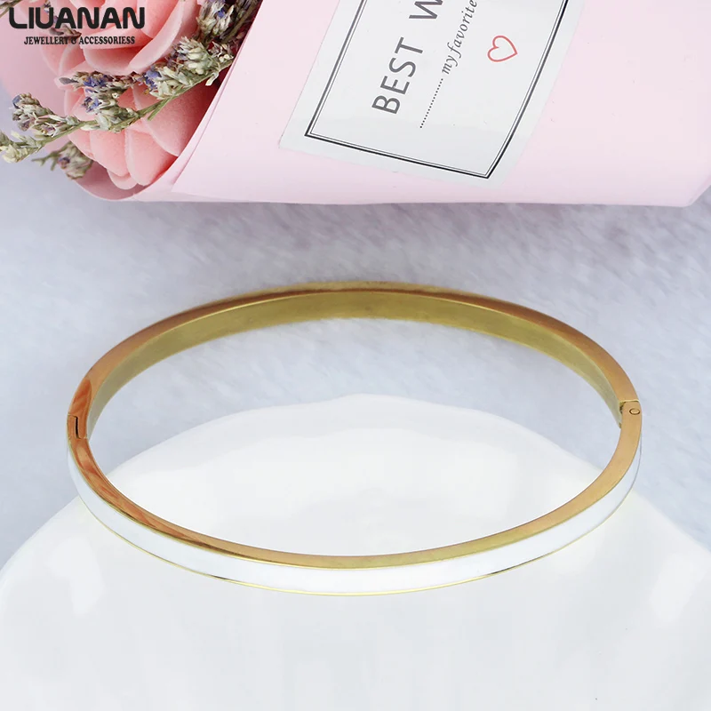 Bangle Bracelet for Women Enamel Jewelry Stainless Steel Bangle Width 4mm Inner size 59.5*51mm Fashion Accessories
Bangle Bracelet for Women Enamel Jewelry Stainless Steel Bangle Width 4mm Inner size 59.5*51mm Fashion Accessories