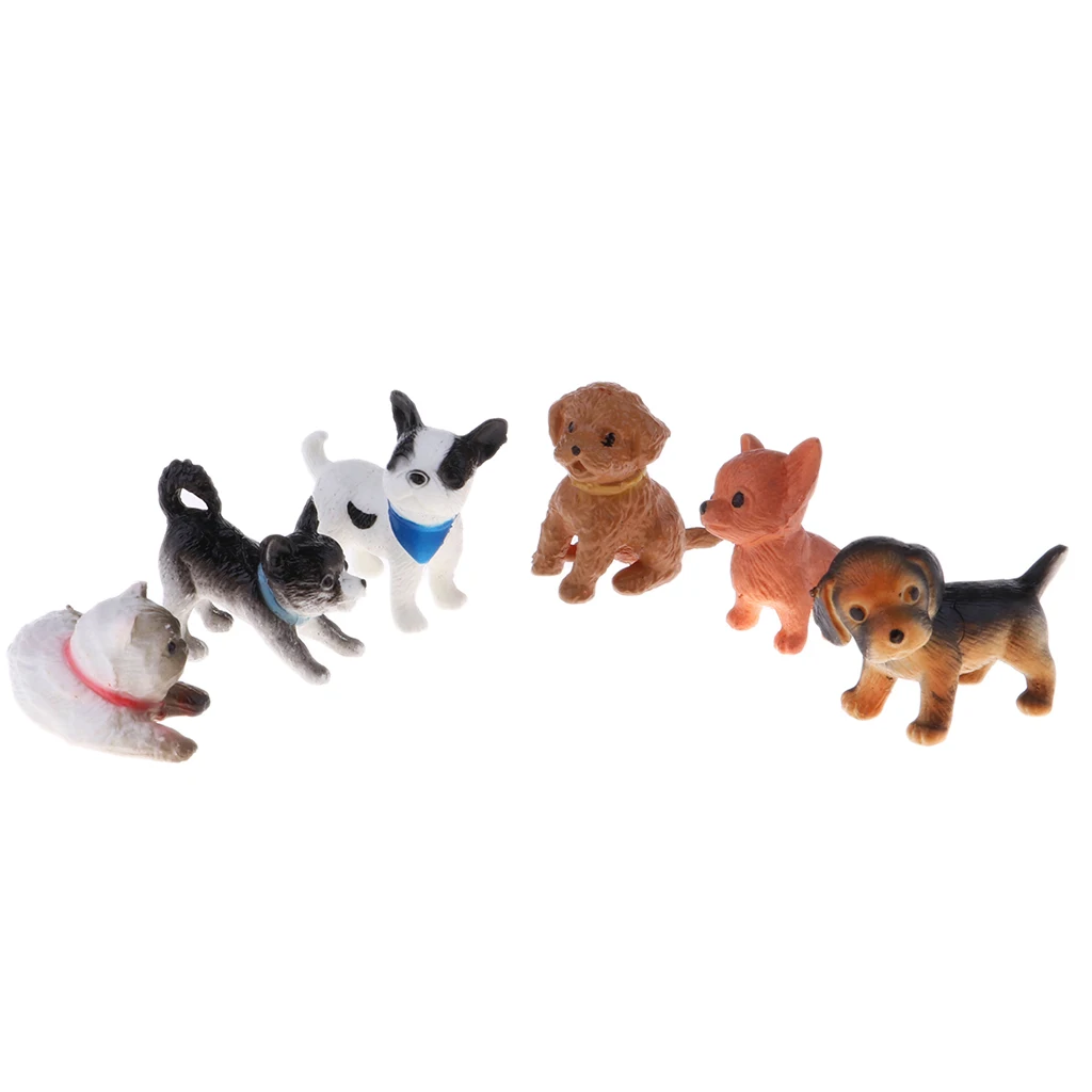 6 шт. 1/12 кукольный домик ремесла фигурки животных миниатюрные щенков собаки из