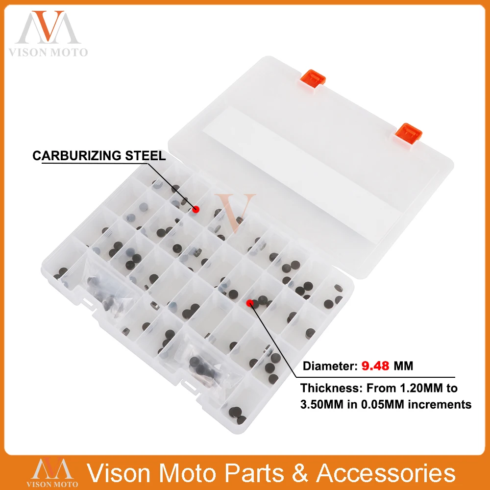 Motorcycle Part 141Pcs 9.48mm Valve Shims Kit For Honda CRF450R CRF450X RVT1000R TRX450ER TRX450R VTR1000
Motorcycle Part 141Pcs 9.48mm Valve Shims Kit For Honda CRF450R CRF450X RVT1000R TRX450ER TRX450R VTR1000
